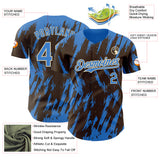 Custom Brown Powder Blue-Cream 3D Pattern Design Splatter Torn Sharp Brush Stroke Authentic Baseball Jersey