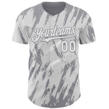 Custom White Gray 3D Pattern Design Splatter Torn Sharp Brush Stroke Authentic Baseball Jersey