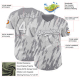 Custom White Gray 3D Pattern Design Splatter Torn Sharp Brush Stroke Authentic Baseball Jersey