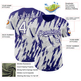 Custom White Dark Purple 3D Pattern Design Splatter Torn Sharp Brush Stroke Authentic Baseball Jersey
