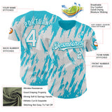 Custom White Lakes Blue 3D Pattern Design Splatter Torn Sharp Brush Stroke Authentic Baseball Jersey