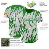 Custom White Grass Green 3D Pattern Design Splatter Torn Sharp Brush Stroke Authentic Baseball Jersey
