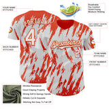 Custom White Orange 3D Pattern Design Splatter Torn Sharp Brush Stroke Authentic Baseball Jersey
