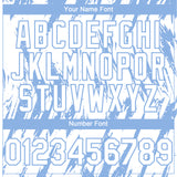 Custom White Light Blue 3D Pattern Design Splatter Torn Sharp Brush Stroke Authentic Baseball Jersey