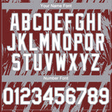 Custom Burgundy White-Gray 3D Pattern Design Splatter Torn Sharp Brush Stroke Authentic Baseball Jersey