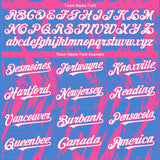 Custom Powder Blue White-Pink 3D Pattern Design Splatter Torn Sharp Brush Stroke Authentic Baseball Jersey