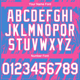 Custom Powder Blue White-Pink 3D Pattern Design Splatter Torn Sharp Brush Stroke Authentic Baseball Jersey