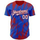 Custom Thunder Blue White-Red 3D Pattern Design Splatter Torn Sharp Brush Stroke Authentic Baseball Jersey