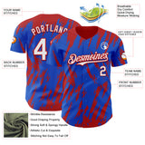 Custom Thunder Blue White-Red 3D Pattern Design Splatter Torn Sharp Brush Stroke Authentic Baseball Jersey
