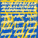 Custom Thunder Blue White-Yellow 3D Pattern Design Splatter Torn Sharp Brush Stroke Authentic Baseball Jersey