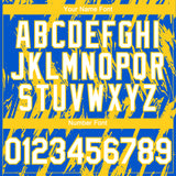 Custom Thunder Blue White-Yellow 3D Pattern Design Splatter Torn Sharp Brush Stroke Authentic Baseball Jersey