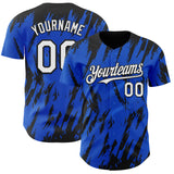Custom Thunder Blue White-Black 3D Pattern Design Splatter Torn Sharp Brush Stroke Authentic Baseball Jersey
