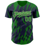 Custom Navy Kelly Green-Cream 3D Pattern Design Splatter Torn Sharp Brush Stroke Authentic Baseball Jersey