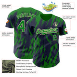 Custom Navy Kelly Green-Cream 3D Pattern Design Splatter Torn Sharp Brush Stroke Authentic Baseball Jersey