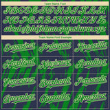 Custom Navy Kelly Green-Cream 3D Pattern Design Splatter Torn Sharp Brush Stroke Authentic Baseball Jersey