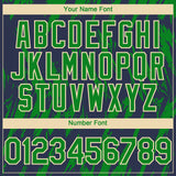 Custom Navy Kelly Green-Cream 3D Pattern Design Splatter Torn Sharp Brush Stroke Authentic Baseball Jersey