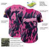 Custom Navy Pink-White 3D Pattern Design Splatter Torn Sharp Brush Stroke Authentic Baseball Jersey