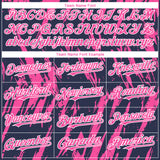 Custom Navy Pink-White 3D Pattern Design Splatter Torn Sharp Brush Stroke Authentic Baseball Jersey