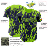 Custom Navy Neon Green 3D Pattern Design Splatter Torn Sharp Brush Stroke Authentic Baseball Jersey