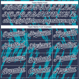 Custom Navy White-Teal 3D Pattern Design Splatter Torn Sharp Brush Stroke Authentic Baseball Jersey
