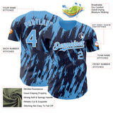 Custom Navy Sky Blue-White 3D Pattern Design Splatter Torn Sharp Brush Stroke Authentic Baseball Jersey