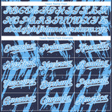 Custom Navy Sky Blue-White 3D Pattern Design Splatter Torn Sharp Brush Stroke Authentic Baseball Jersey