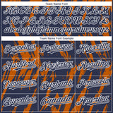 Custom Navy White-Bay Orange 3D Pattern Design Splatter Torn Sharp Brush Stroke Authentic Baseball Jersey