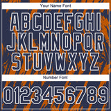 Custom Navy White-Bay Orange 3D Pattern Design Splatter Torn Sharp Brush Stroke Authentic Baseball Jersey