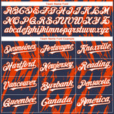 Custom Navy White-Orange 3D Pattern Design Splatter Torn Sharp Brush Stroke Authentic Baseball Jersey
