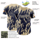 Custom Navy Cream 3D Pattern Design Splatter Torn Sharp Brush Stroke Authentic Baseball Jersey