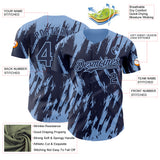 Custom Navy Light Blue 3D Pattern Design Splatter Torn Sharp Brush Stroke Authentic Baseball Jersey