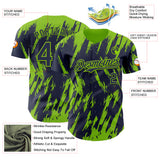 Custom Navy Neon Green 3D Pattern Design Splatter Torn Sharp Brush Stroke Authentic Baseball Jersey
