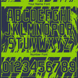 Custom Navy Neon Green 3D Pattern Design Splatter Torn Sharp Brush Stroke Authentic Baseball Jersey