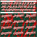 Custom Green White-Red 3D Pattern Design Splatter Torn Sharp Brush Stroke Authentic Baseball Jersey