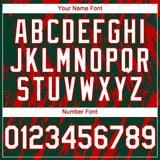 Custom Green White-Red 3D Pattern Design Splatter Torn Sharp Brush Stroke Authentic Baseball Jersey