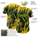 Custom Green Yellow 3D Pattern Design Splatter Torn Sharp Brush Stroke Authentic Baseball Jersey