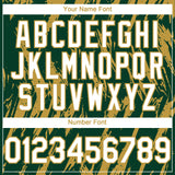 Custom Green White-Old Gold 3D Pattern Design Splatter Torn Sharp Brush Stroke Authentic Baseball Jersey