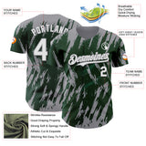 Custom Green White-Gray 3D Pattern Design Splatter Torn Sharp Brush Stroke Authentic Baseball Jersey