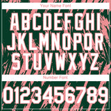 Custom Green White-Medium Pink 3D Pattern Design Splatter Torn Sharp Brush Stroke Authentic Baseball Jersey