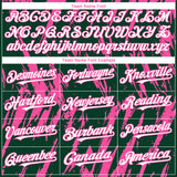 Custom Green White-Pink 3D Pattern Design Splatter Torn Sharp Brush Stroke Authentic Baseball Jersey