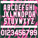 Custom Green White-Pink 3D Pattern Design Splatter Torn Sharp Brush Stroke Authentic Baseball Jersey
