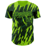 Custom Green Neon Green 3D Pattern Design Splatter Torn Sharp Brush Stroke Authentic Baseball Jersey