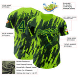 Custom Green Neon Green 3D Pattern Design Splatter Torn Sharp Brush Stroke Authentic Baseball Jersey