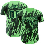 Custom Green Pea Green 3D Pattern Design Splatter Torn Sharp Brush Stroke Authentic Baseball Jersey
