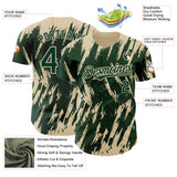 Custom Green Cream 3D Pattern Design Splatter Torn Sharp Brush Stroke Authentic Baseball Jersey