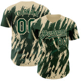 Custom Green Cream 3D Pattern Design Splatter Torn Sharp Brush Stroke Authentic Baseball Jersey