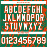 Custom Kelly Green White-Orange 3D Pattern Design Splatter Torn Sharp Brush Stroke Authentic Baseball Jersey