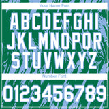 Custom Kelly Green White-Light Blue 3D Pattern Design Splatter Torn Sharp Brush Stroke Authentic Baseball Jersey