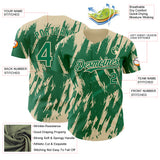 Custom Kelly Green Cream 3D Pattern Design Splatter Torn Sharp Brush Stroke Authentic Baseball Jersey