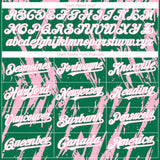 Custom Kelly Green White-Light Pink 3D Pattern Design Splatter Torn Sharp Brush Stroke Authentic Baseball Jersey